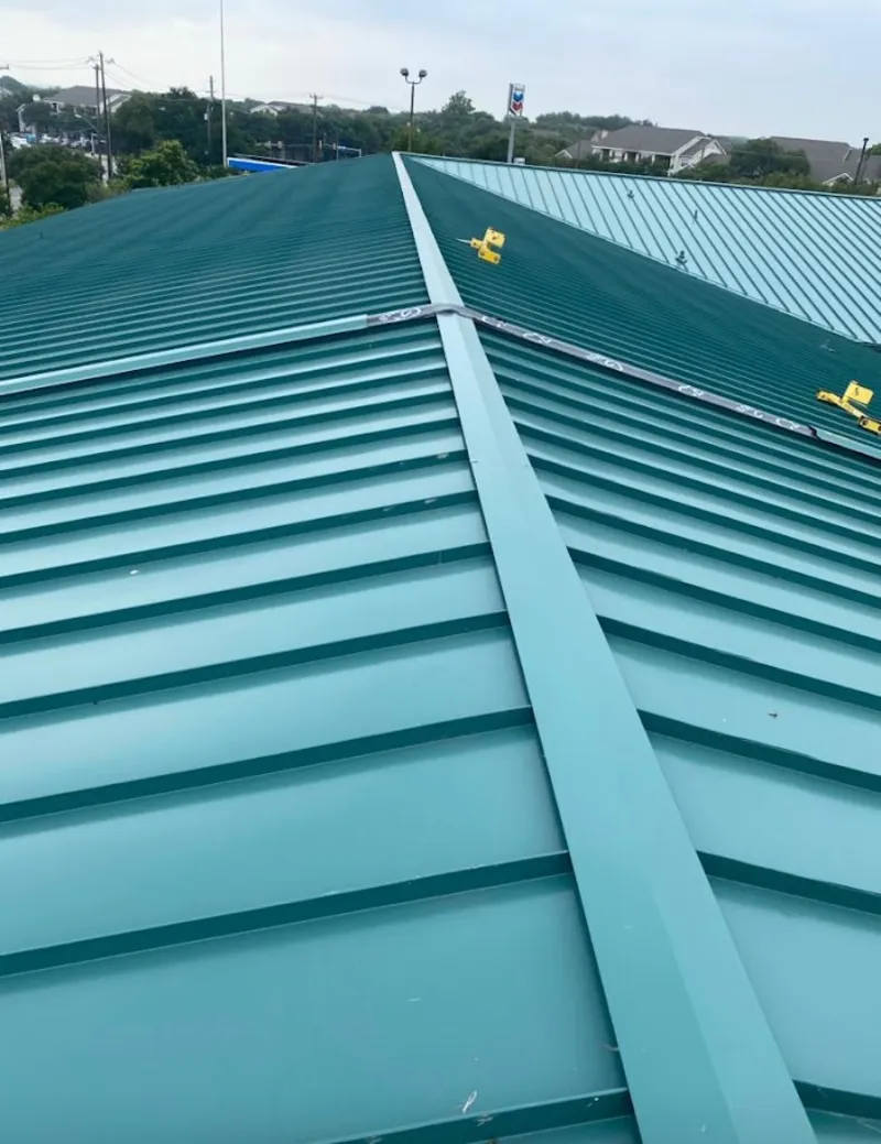 Green commercial metal roof ridge and valley for Metal Roof Repair in Mechanicsville